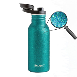 Lekkabox® Drinkfles Glitter Aqua RVS 500 ml