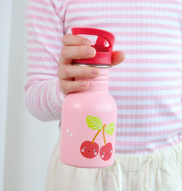 A Little Lovely Company Kleine RVS Drinkfles Vrolijke Kersen