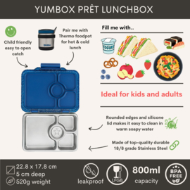 Yumbox Prêt RVS 4 vakken Twilight Blue Glitter