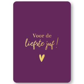 KP® Wenskaart Voor de liefste juf! Donkerpaars