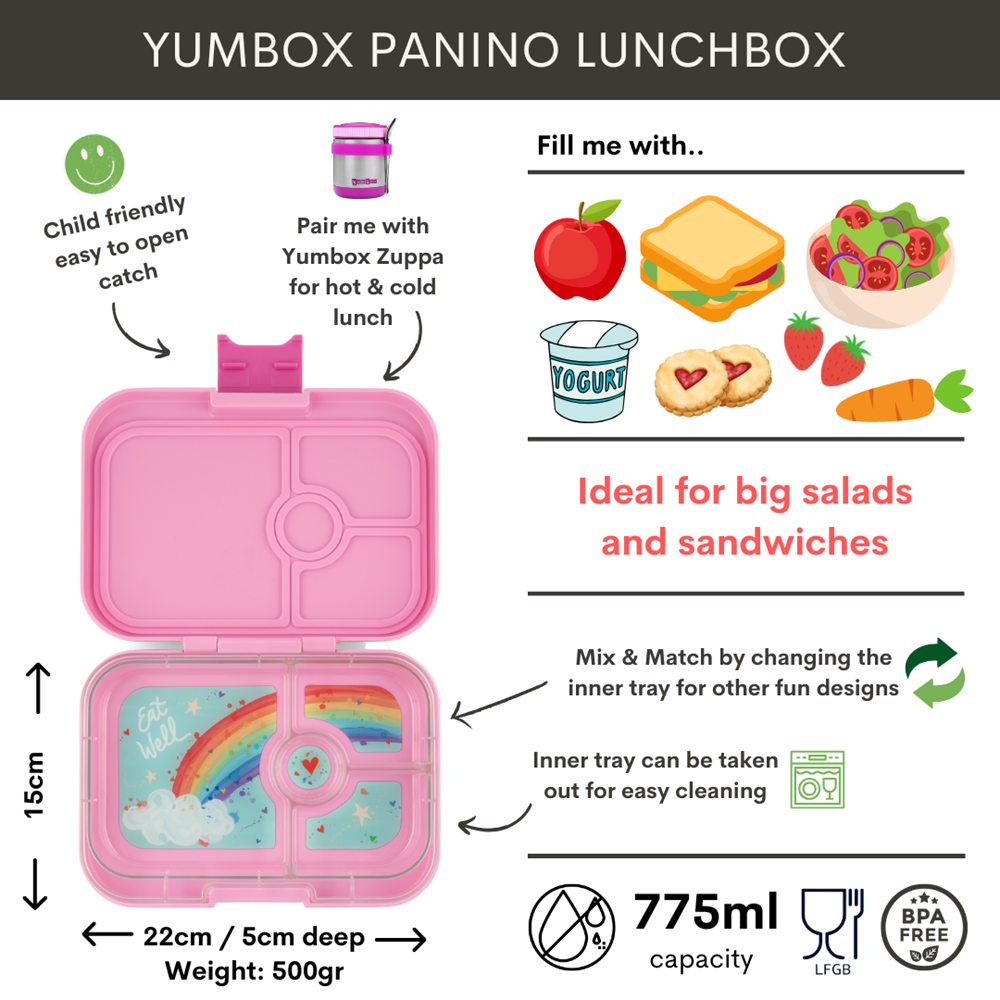 Yumbox Panino 4 vakken Power Pink - Rainbow