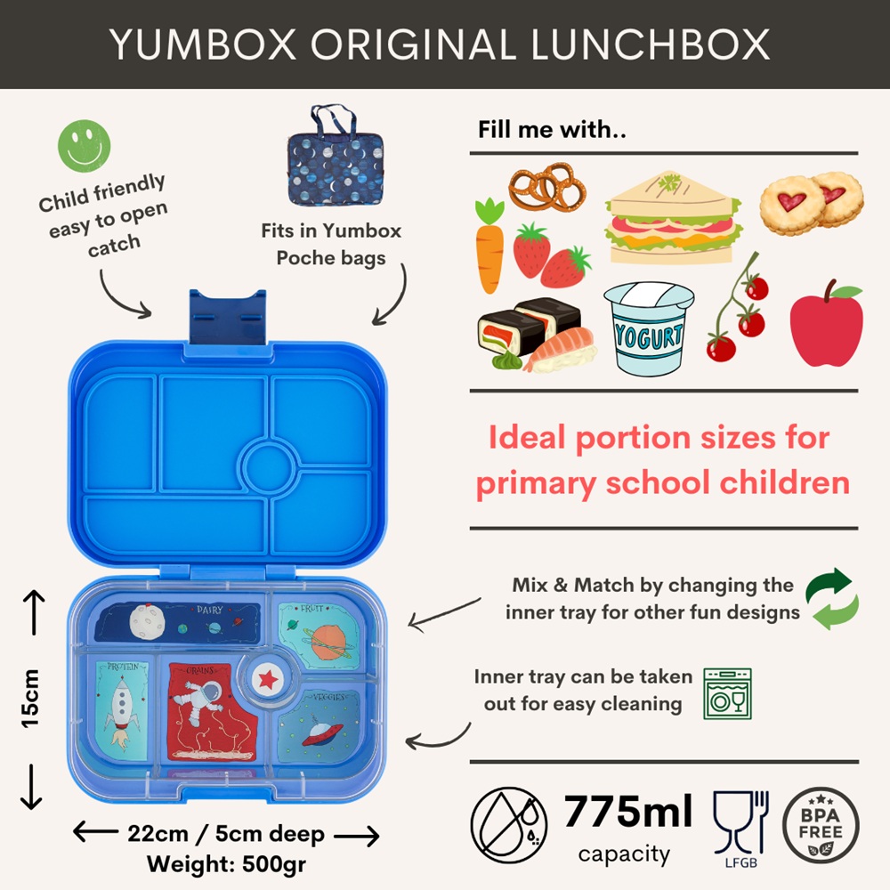 Yumbox Original 6 vakken Surf Blue - Rocket
