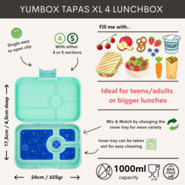 Yumbox Tapas XL 4 vakken Bali Aqua - Zodiac