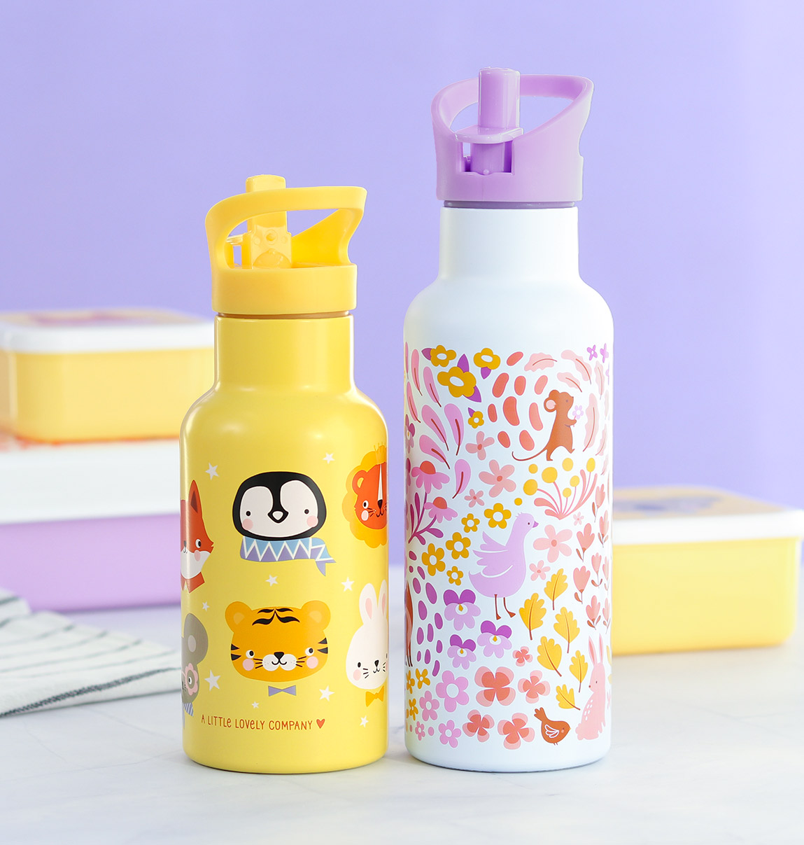 A Little Lovely Company Drinkfles Dierenvriendjes RVS