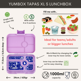 Yumbox Tapas XL 5 vakken Seville Purple - Bon Appetit