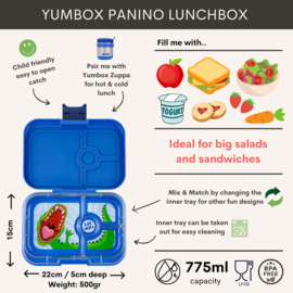 Yumbox Panino 4 vakken Surf Blue - Dinosaur