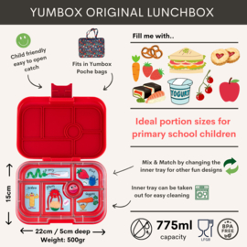 Yumbox Original 6 vakken Wow Red - Funny Monsters