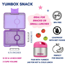 Yumbox Snack 3 vakken Princess Purple Glitter - Purple Clear