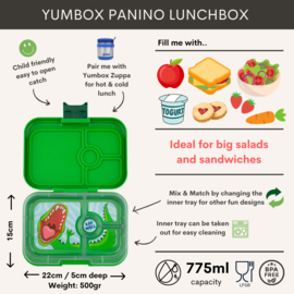 Yumbox Panino 4 vakken Jurassic Green - Dinosaur