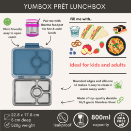 Yumbox Prêt RVS 4 vakken Paris Blue Glitter