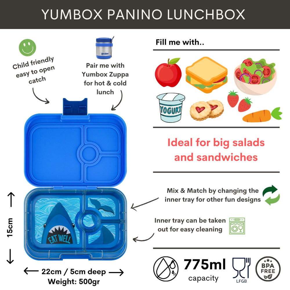 Yumbox Panino 4 vakken Surf Blue - Shark