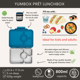 Yumbox Prêt RVS 4 vakken Normandy Blue