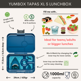 Yumbox Tapas XL 4 vakken Monte Carlo Blue - Shark