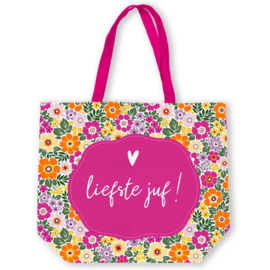 KP® Tas Gebloemd Liefste Juf!
