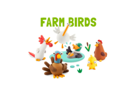 Hey Clay Boetseerklei Farm Birds - 6 figuren