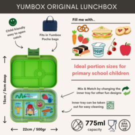 Yumbox Original 6 vakken Matcha Green - Funny Monsters