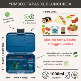 Yumbox Tapas XL 5 vakken Monte Carlo Blue - Jungle