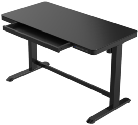 Compact elo zit-sta bureau 120x60 cm.  glazen blad (zwart)