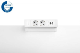 Power Desk Up® 2.0 - 2x 230V, 2x Usb charge - Wit