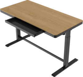 Compact elo zit-sta bureau 140x70 cm. kunststof blad (zwart/eiken)