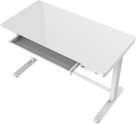 Compact elo zit-sta bureau 120x60 cm.  glazen blad (wit)