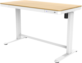 Compact elo zit-sta bureau 120x60 cm. kunststof blad (wit/eiken)