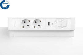 Power Desk Up® 2.0 - 2x 230V, 1x keystone, 1x USB A+C Charge (5.0V - 3.1A - 15.5W) - Wit