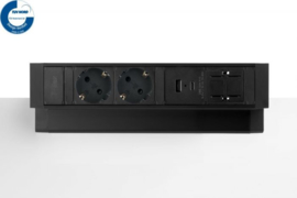 Power Desk Up® 2.0 - 2x 230V, 1x keystone, 1x USB A+C Charge (5.0V - 3.1A - 15.5W) - Zwart