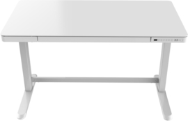 Compact elo zit-sta bureau 120x60 cm.  glazen blad (wit)