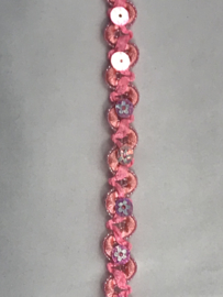 zigzag band met bloem palletjes mdden  roze   €1.25