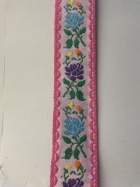 band met bloem   Baby roze met fuchsia  met turquoise en paars  €1,50