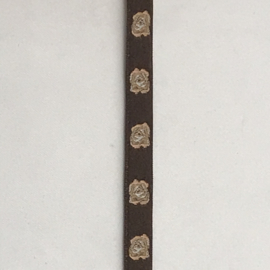 band met bloemetjes donker bruin    10 mm     €  1,75 per meter