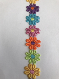 bloemenband  € 2,95 per meter      paars geel lime oranje roze turquois