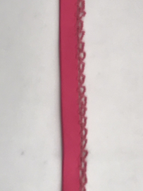 biaisband met  kantje  met effen  fuchsia  €1,75 per meter