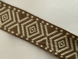 tassenband ,  jacquard 38mm breed.taupe /ecru