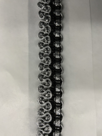 Band zilver  met zwart 18 mm   € 2,95 per  meter