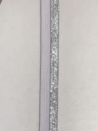 Elastisch  tresband  wit    zilver      15 mm