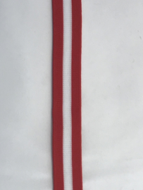 gestreept band rood /wit/rood  20 mm €1,50