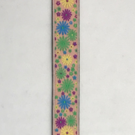 Band met Bloemetjes geel/groen/paars/geel  €  2,50 per meter