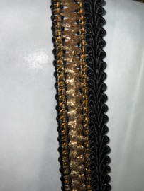 Band goud met zwart 20 mm   € 2,95 per  meter