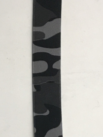 camouflage elastiek grijs / zwart € 1,75 per meter