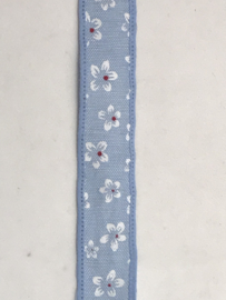 band met bloem licht blauw   €1.25 per meter 20 mm breed