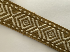 tassenband ,  jacquard 38mm breed.camel/ecru