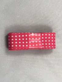 Biais band katoen bedrukt rood  met kleine witte stipjes