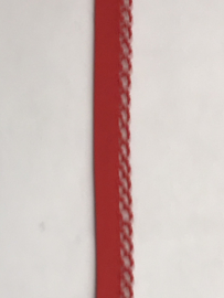 biaisband met  kantje  met effen rood    €1,75 per meter