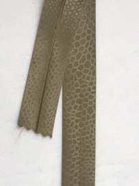 effen slangenprint  biaisband 20 mm  taupe/brons  €1,95 per meter