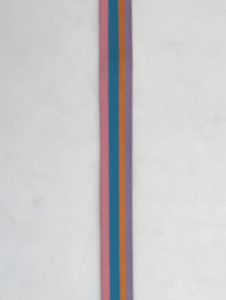 gestreept band      Lila , oranje ,turquois, roze     12 mm       € 1,25 per meter