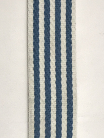 Tassenband katoen 4 cm breed ecru /denim  blauw