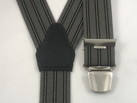 Bretels zware kwaliteit (3) clips licht grijs met  3 donker grijze  strepen