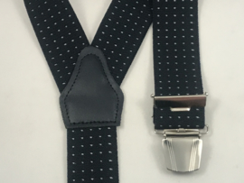 Bretels zware kwaliteit (3) clips zwart   met witte stippen